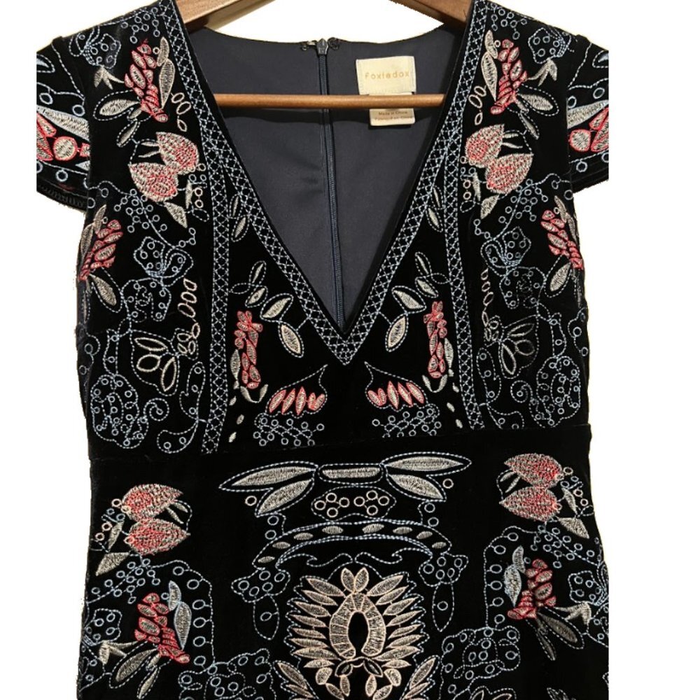 Foxiedox Embroidered Velvet Dress Size S - Picture 5 of 9